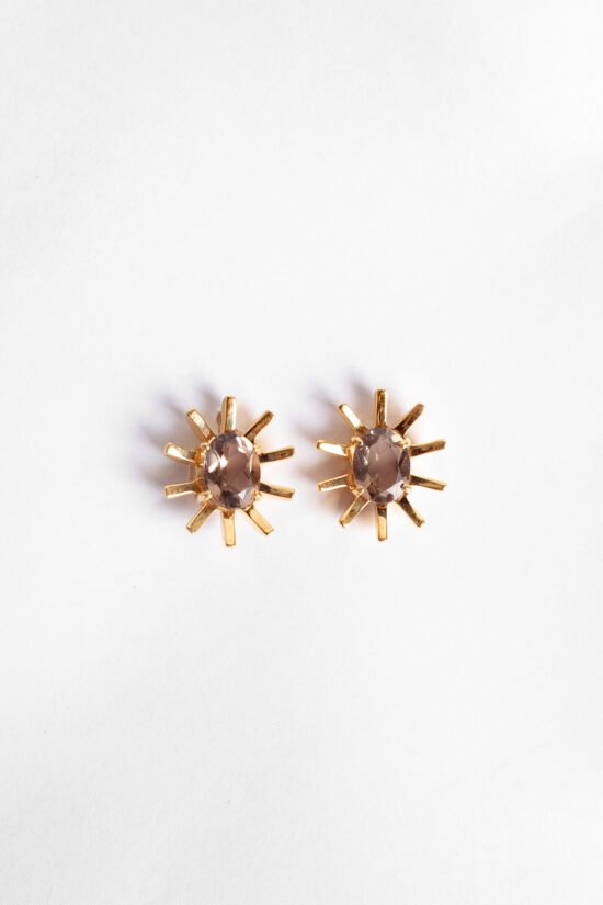Brinco sol | quartzo fumê