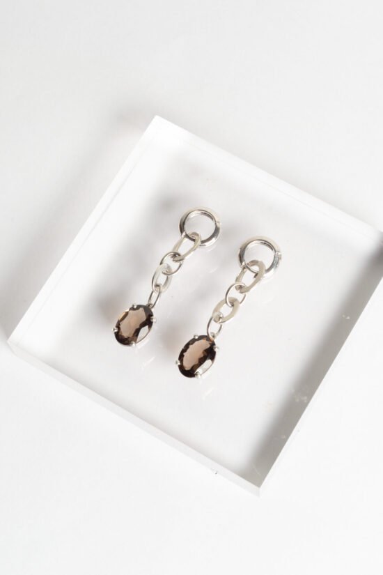 Brinco elos | quartzo fumê