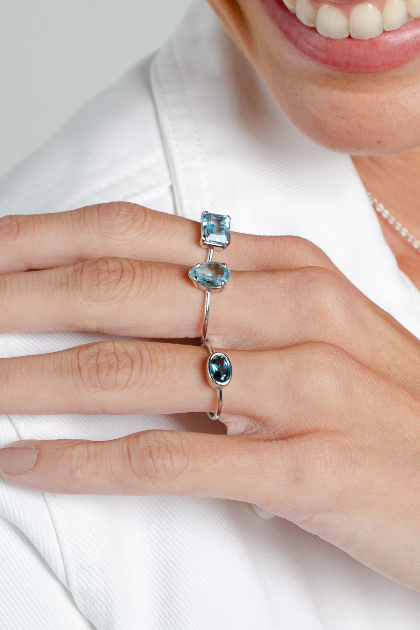 Anel stone gota | topázio sky