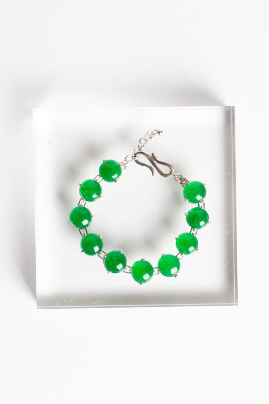 Pulseira joy | jade malásia - Ródio branco