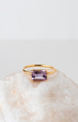 Anel stone retangular | ametista