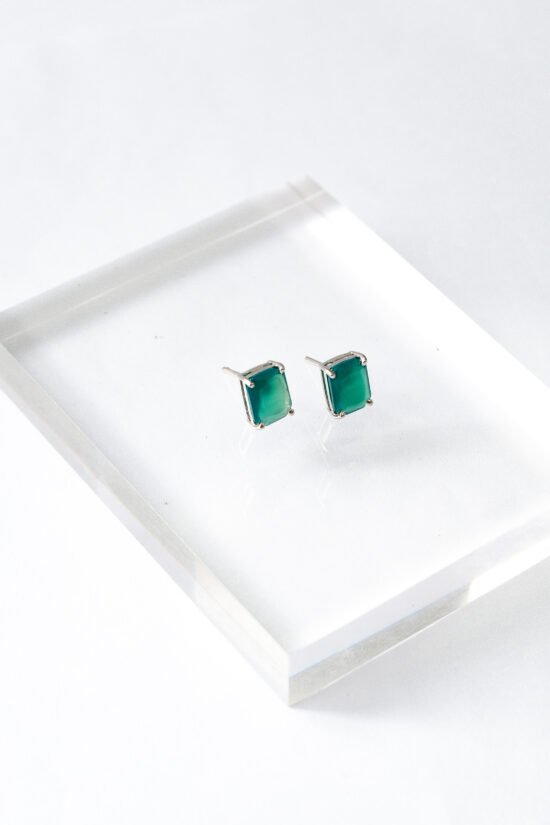 Brinco stone | retangular crisoprásio