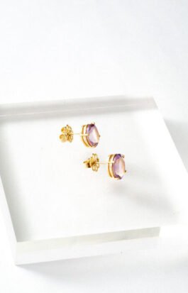 Brinco stone | oval ametista