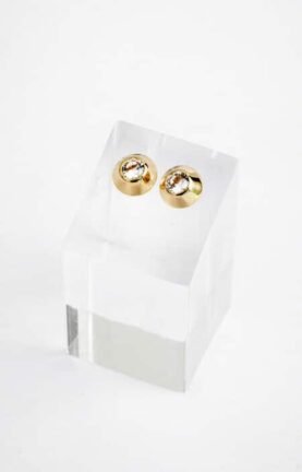 Brinco botão | topázio branco - Ouro 18k