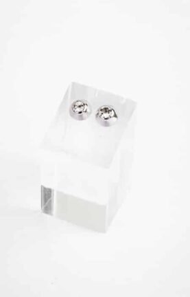 Brinco botão | topázio branco - Ródio branco