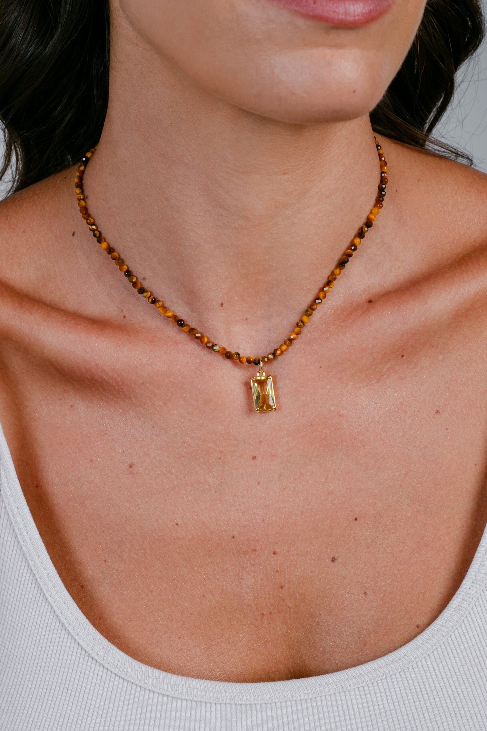 Colar mix curto | olho de tigre