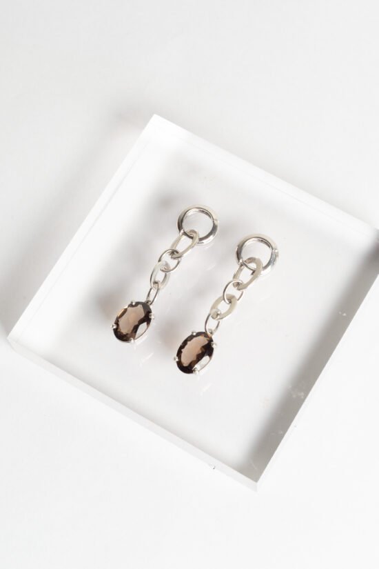 Brinco elos | quartzo fumê